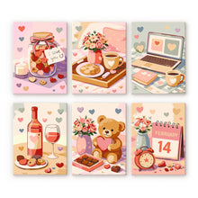 Cargar imagen en el visor de la galería, Mini Pintar por números 15x20cm (6 piezas) - San Valentín Figured'Art