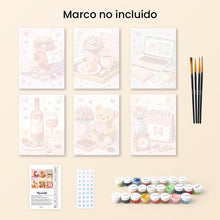 Cargar imagen en el visor de la galería, Mini Pintar por números 15x20cm (6 piezas) - San Valentín