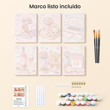 Cargar imagen en el visor de la galería, Mini Pintar por números 15x20cm (6 piezas) - San Valentín