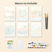 Cargar imagen en el visor de la galería, Mini Pintar por números 15x20cm (6 piezas) - Pequeñas Alegrías