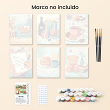 Cargar imagen en el visor de la galería, Mini Pintar por números 15x20cm (6 piezas) - Amor acogedor