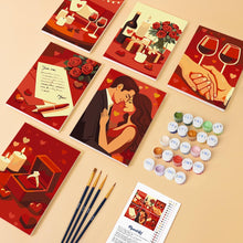 Cargar imagen en el visor de la galería, Mini Pintar por números 15x20cm (6 piezas) - Romance y Amor