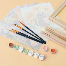 Cargar imagen en el visor de la galería, Mini Pintar por números 15x20cm (6 piezas) - Gato Estilo Van Gogh