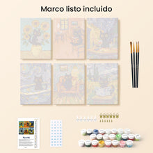 Cargar imagen en el visor de la galería, Mini Pintar por números 15x20cm (6 piezas) - Gato Estilo Van Gogh