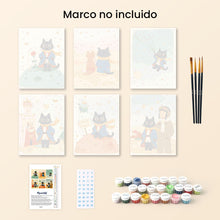 Cargar imagen en el visor de la galería, Mini Pintar por números 15x20cm (6 piezas) - El Gatito