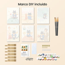 Cargar imagen en el visor de la galería, Mini Pintar por números 15x20cm (6 piezas) - El Gatito