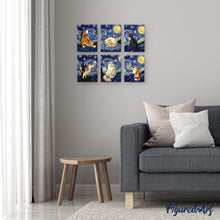 Cargar imagen en el visor de la galería, Mini Pintar por números 15x20cm (6 piezas) - Gatos Noche Estrellada