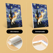 Cargar imagen en el visor de la galería, Mini Pintar por números 15x20cm (6 piezas) - Gatos Noche Estrellada