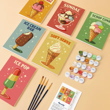 Cargar imagen en el visor de la galería, Mini Pintar por números 15x20cm (6 piezas) - Helados Vintage