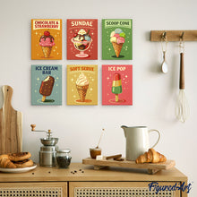 Cargar imagen en el visor de la galería, Mini Pintar por números 15x20cm (6 piezas) - Helados Vintage