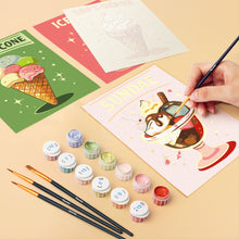Cargar imagen en el visor de la galería, Mini Pintar por números 15x20cm (6 piezas) - Helados Vintage