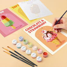 Cargar imagen en el visor de la galería, Mini Pintar por números 15x20cm (6 piezas) - Helados Retro