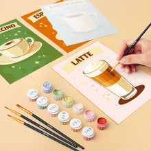 Cargar imagen en el visor de la galería, Mini Pintar por números 15x20cm (6 piezas) - Café Clásico