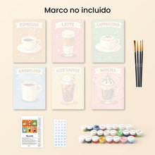 Cargar imagen en el visor de la galería, Mini Pintar por números 15x20cm (6 piezas) - Café Clásico