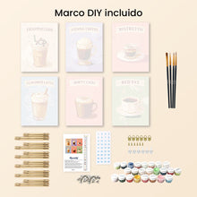Cargar imagen en el visor de la galería, Mini Pintar por números 15x20cm (6 piezas) - Cafés del Mundo