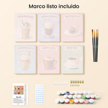 Cargar imagen en el visor de la galería, Mini Pintar por números 15x20cm (6 piezas) - Cafés del Mundo