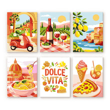 Cargar imagen en el visor de la galería, Mini Pintar por números 15x20cm (6 piezas) - Escape Mediterráneo Figured'Art