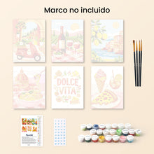 Cargar imagen en el visor de la galería, Mini Pintar por números 15x20cm (6 piezas) - Escape Mediterráneo