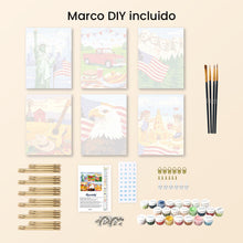 Cargar imagen en el visor de la galería, Mini Pintar por números 15x20cm (6 piezas) - Hola USA