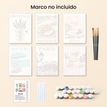 Cargar imagen en el visor de la galería, Mini Pintar por números 15x20cm (6 piezas) - Francia Chic