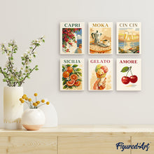 Cargar imagen en el visor de la galería, Mini Pintar por números 15x20cm (6 piezas) - Dolce Italia