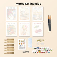 Cargar imagen en el visor de la galería, Mini Pintar por números 15x20cm (6 piezas) - Dolce Italia