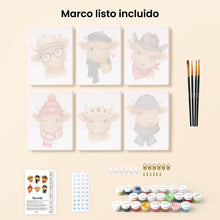 Cargar imagen en el visor de la galería, Mini Pintar por números 15x20cm (6 piezas) - Campesinos Encantadores