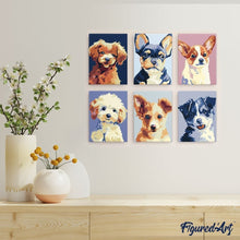 Cargar imagen en el visor de la galería, Mini Pintar por números 15x20cm (6 piezas) - Retratos Modernos de Perros 2