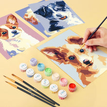 Cargar imagen en el visor de la galería, Mini Pintar por números 15x20cm (6 piezas) - Retratos Modernos de Perros 2