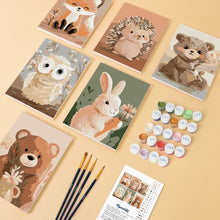 Cargar imagen en el visor de la galería, Mini Pintar por números 15x20cm (6 piezas) - Retratos del Bosque 2