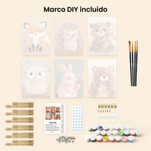 Cargar imagen en el visor de la galería, Mini Pintar por números 15x20cm (6 piezas) - Retratos del Bosque 2