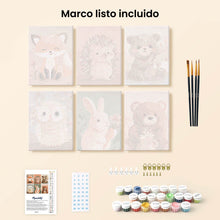 Cargar imagen en el visor de la galería, Mini Pintar por números 15x20cm (6 piezas) - Retratos del Bosque 2