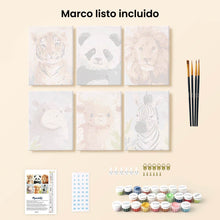 Cargar imagen en el visor de la galería, Mini Pintar por números 15x20cm (6 piezas) - Retratos de Fauna Salvaje 1