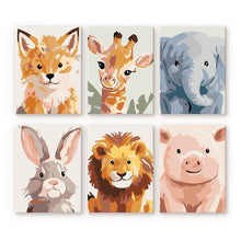 Cargar imagen en el visor de la galería, Mini Pintar por números 15x20cm (6 piezas) - Retratos de Fauna Salvaje 2 Figured'Art