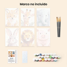 Cargar imagen en el visor de la galería, Mini Pintar por números 15x20cm (6 piezas) - Retratos de Fauna Salvaje 2