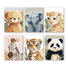 Cargar imagen en el visor de la galería, Mini Pintar por números 15x20cm (6 piezas) - Retratos de Fauna Salvaje 3 Figured'Art