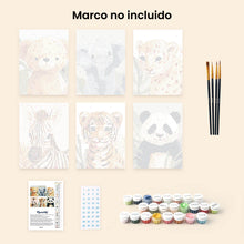 Cargar imagen en el visor de la galería, Mini Pintar por números 15x20cm (6 piezas) - Retratos de Fauna Salvaje 3
