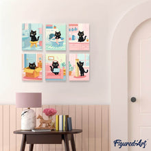 Cargar imagen en el visor de la galería, Mini Pintar por números 15x20cm (6 piezas) - Gatito en Casa