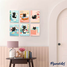 Cargar imagen en el visor de la galería, Mini Pintar por números 15x20cm (6 piezas) - Gatito Juguetón