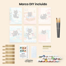 Cargar imagen en el visor de la galería, Mini Pintar por números 15x20cm (6 piezas) - Gatito Juguetón