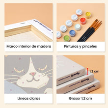 Cargar imagen en el visor de la galería, Mini Pintar por números 15x20cm (6 piezas) - Buenos Momentos con Gatos