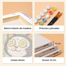Cargar imagen en el visor de la galería, Mini Pintar por números 15x20cm (6 piezas) - Momentos Felices con Gatos
