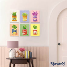 Cargar imagen en el visor de la galería, Mini Pintar por números 15x20cm (6 piezas) - Jardín en Frascos