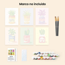 Cargar imagen en el visor de la galería, Mini Pintar por números 15x20cm (6 piezas) - Jardín en Frascos