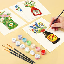 Cargar imagen en el visor de la galería, Mini Pintar por números 15x20cm (6 piezas) - Botellas Florecientes