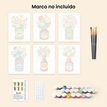 Cargar imagen en el visor de la galería, Mini Pintar por números 15x20cm (6 piezas) - Botellas Florecientes