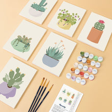 Cargar imagen en el visor de la galería, Mini Pintar por números 15x20cm (6 piezas) - Colección de Cactus Tiernos 1