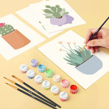 Cargar imagen en el visor de la galería, Mini Pintar por números 15x20cm (6 piezas) - Colección de Cactus Tiernos 1