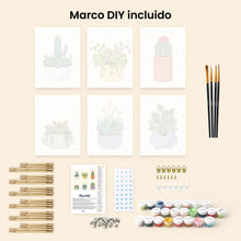 Cargar imagen en el visor de la galería, Mini Pintar por números 15x20cm (6 piezas) - Colección de Cactus Tiernos 1