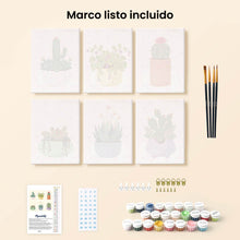 Cargar imagen en el visor de la galería, Mini Pintar por números 15x20cm (6 piezas) - Colección de Cactus Tiernos 1
